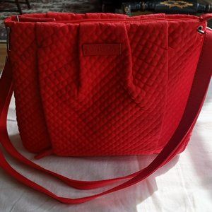 Vera Bradley Coral Red Quilted Fabric Shoulder Bag